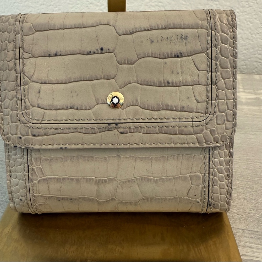 Montblanc Croc-Embossed Beige Leather Wallet